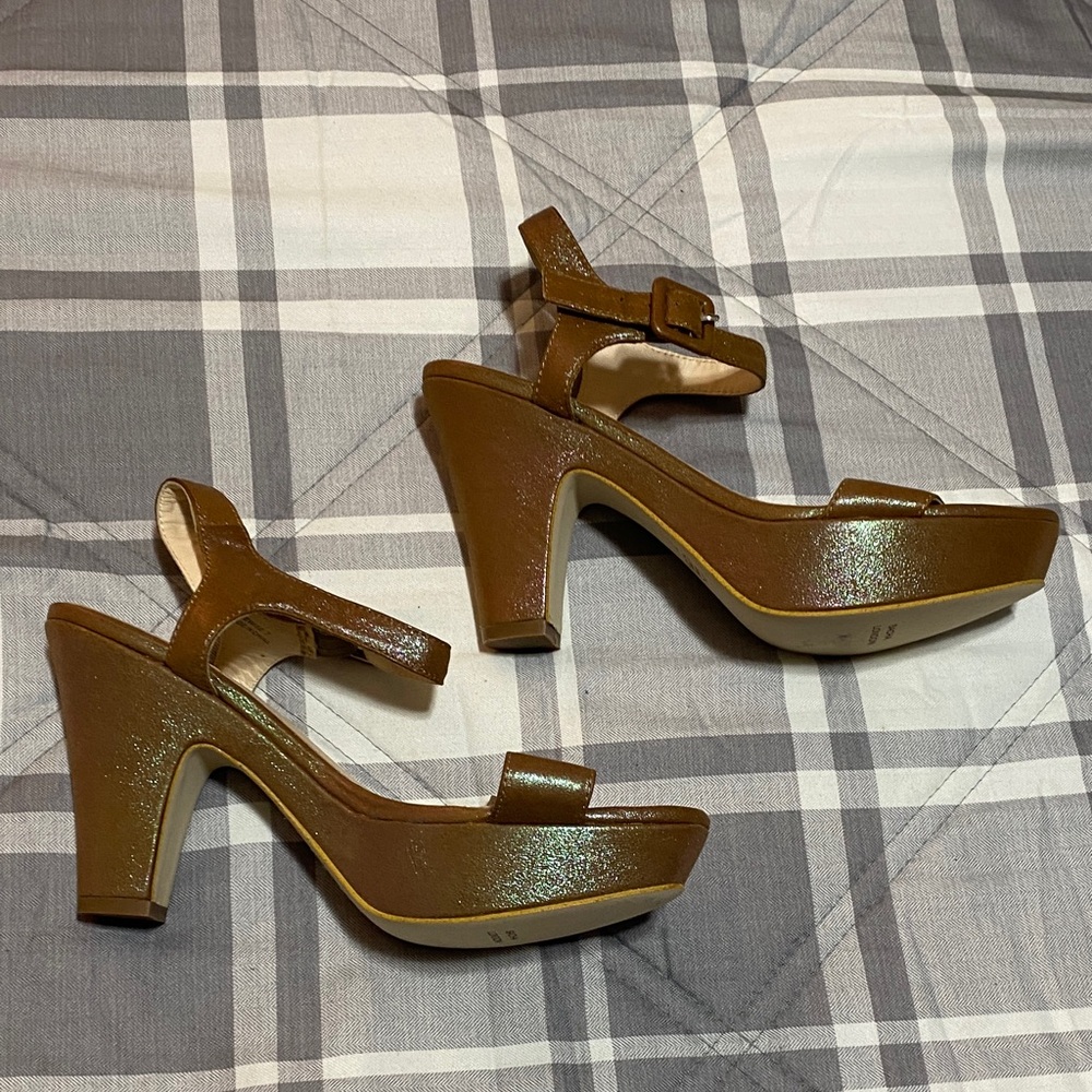 Sacha London Shimmering Brown Platform Heels